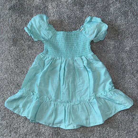Toddler Girl Size 3T Mint Tea Smocked Ruffle Dress, New with Tags, NWT - Picture 3 of 6